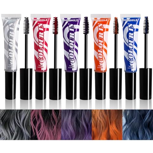 RoseFlower Juego de tizas para el pelo, 5 colores de tizas temporales para el cabello, bolígrafo para teñir el cabello lavable de color, tiza para el cabello de carnaval para fiesta de Navidad