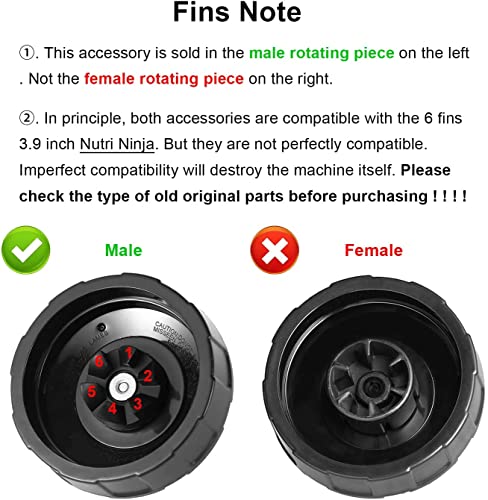 for Blender Blade Replacement 6 Fins Pro Extractor Blade for Nutri Ninja Auto iQ BL480W-70 BL480D-30DOB BL450-70 BL451-70 BL454-70 BL455-70 BL481-70 BL482-70 Only Fit for 18 24 32 oz, No 16oz
