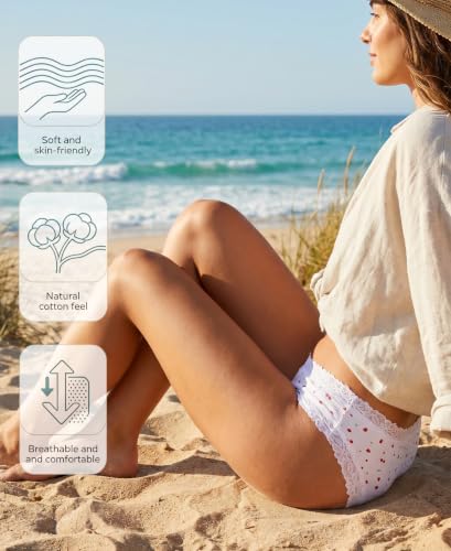 Image of Knowyou Cotton Underwear for Women No Roll Soft Panties No Dig Lace Waist Hipster Breathable Cheeky Lingerie for Women