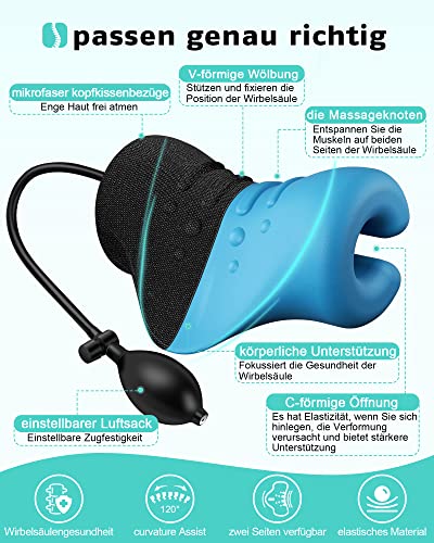 Foto von BLABOK Nacken- und Schulterentspanner, tragbares Hals-Traktionsgerät, Nackenstrecker, Nackenhaltungskorrektur, chiropraktisches Kissen zur Linderung von Kiefergelenksschmerzen und zur Ausrichtung der