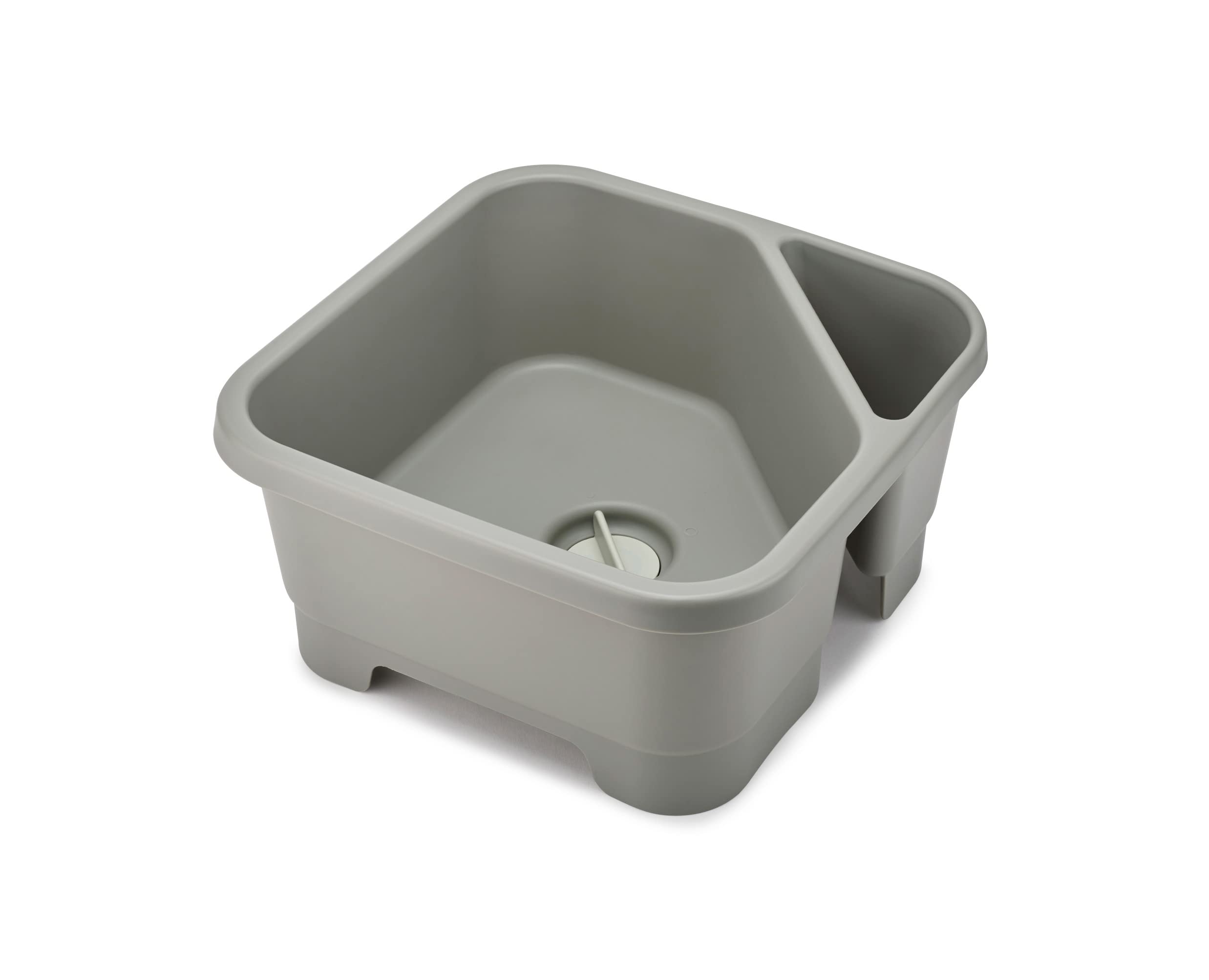Joseph Joseph Duo Bol à Vaisselle carré pour lavabo de Cuisine avec Compartiment à Couverts, éponges et brosses, Gris