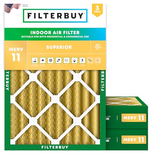 Filterbuy 18x24x4 Air Filter MERV 11 Superior Pet & Allergy Defense (3-Pack), Electrostatic Pleated HVAC AC Furnace Filters Replacement, Made in USA (Actual Size: 17.50 x 23.38 x 3.63)