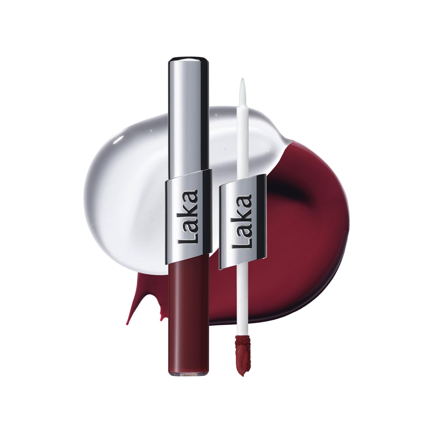 Laka Perfect Twin Lip - Dual-Ended Matte Liquid Lipstick & Clear Gloss | Transfer Proof Color | High Pigmented Lightweight Non-Sticky | Korean Makeup | #910 Boss Cherry (Deep Cherry Burgundy), 0.31oz
