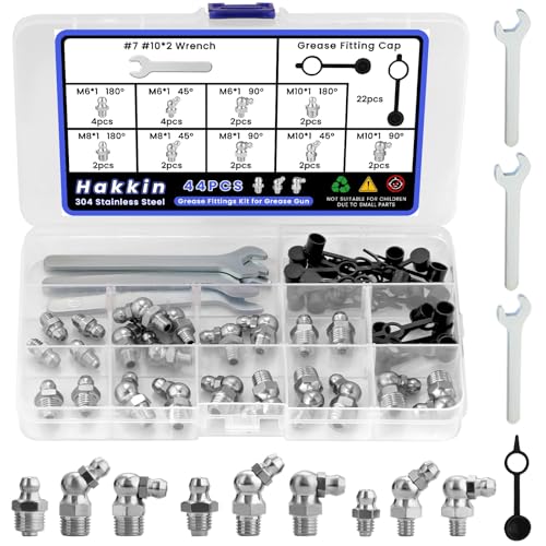 Hakkin Metric Grease Fittings Assortment M6 M8 M10, 304 Stainless Steel