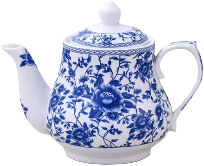 123Arts Teapot, Ceramic Tea Pot, Blue and White Teapot