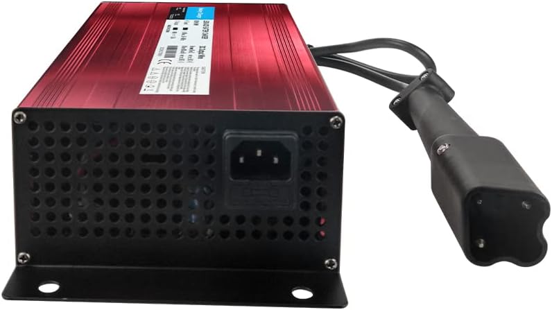 48V 15A Golf cart Battery Charger for 48V Yamaha G29 Drive & Drive 2 G29/Drive 2007-Up, with 3-pin Leaf Plug, Red Aluminum Shell