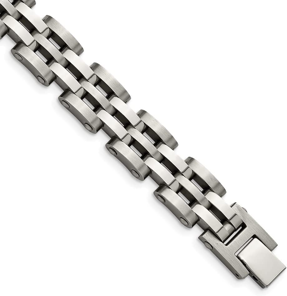 The Black Bow 13mm Stainless Steel Brushed & Polished Panther Link Bracelet, 8.75 In - Image 2