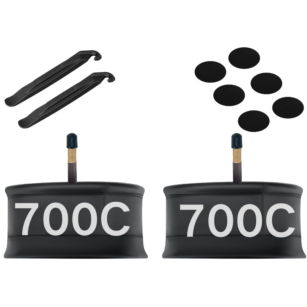 2 - Pack Heavy Duty 700x25/32/35/43/44/50C Tube with Strong Airtightness and Puncture Resistant Bicycle Butyl Rubber Inner Tube with 48mm Schrader Valve for Road Bike, City Bike,Commuter Bike