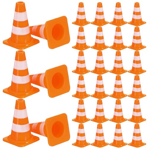 30 Pcs Mini Traffic Cones, 1" Plastic Mini Cones, Small Oran