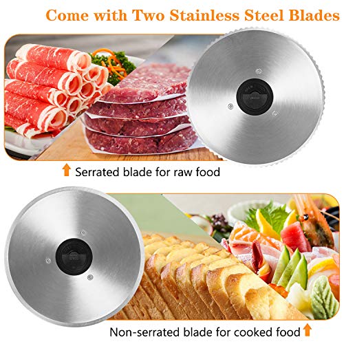 Meat Slicer, Anescra 200W Electric Deli Food Slicer with Two Removable 7.5’’ Stainless Steel Blades and Food Carriage, Child Lock Protection, 0-15mm Adjustable Thickness Food Slicer Machine- Black