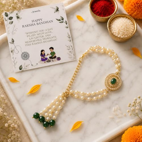 Image of I Jewels Stylish Pearl Hanging Adjustable Bracelet For Bhabhi /Sister (R096-L)