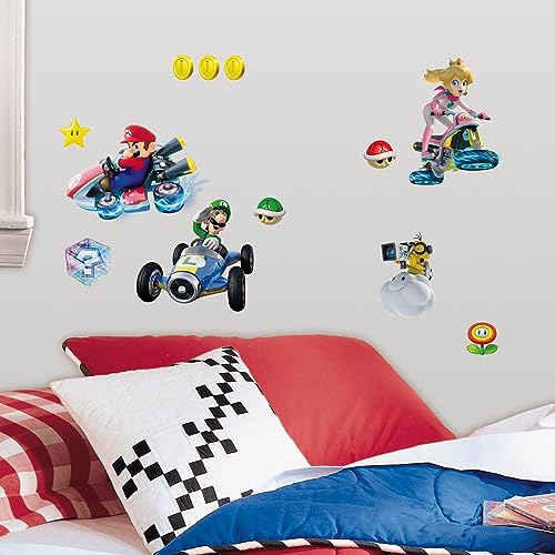 RoomMates RMK2728SCS Mario Kart 8 Peel and Stick Wall Decals (Set of 4), 10" x 18"