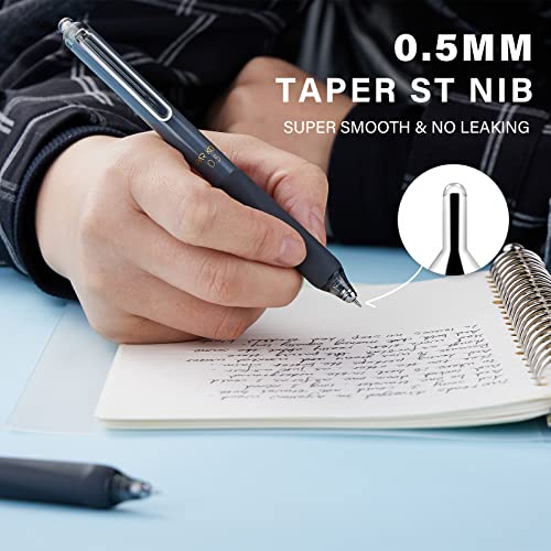 Parkoo Gel Pens Quick Dry Ink Fine Point 0.5Mm, Retractable Rolling Ball Black Ink Pen, Click Silent Pens Set For Journaling Notetaking Drawing Sketching Smooth Writing Non Bleed 12Pcs #TOP3