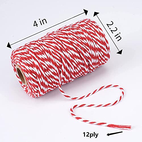 656 Feet Red and White Christmas Twine - Durable Christmas Packing String Wrapping ,Tying Cake ,Pastry Boxes,Cotton Bakers and Other DIY Crafts