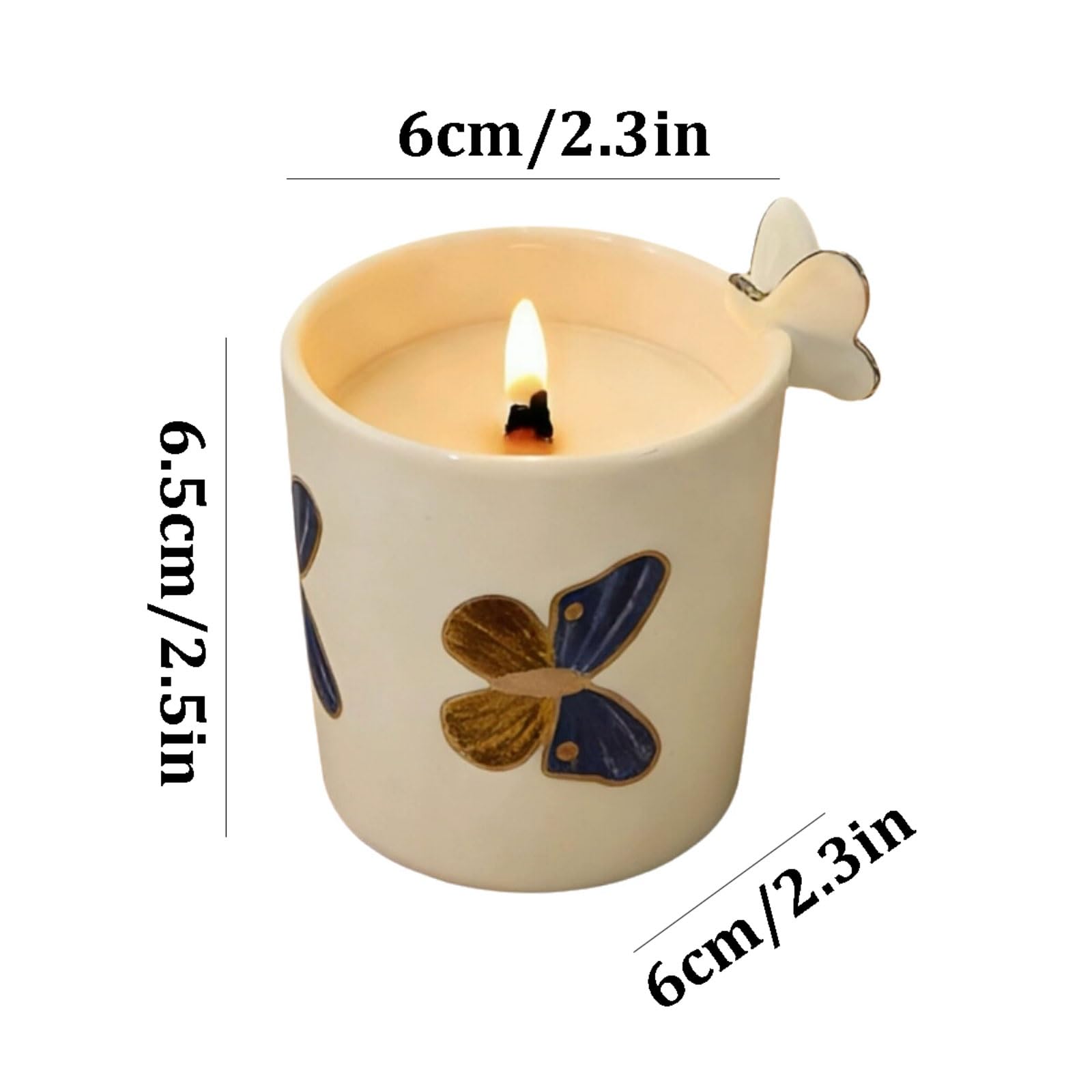 Velas de cerámica hechas con cera de soja y aceites esenciales botánicos, vela perfumada reutilizable de larga duración for dormitorio y oficina(Vanilla)