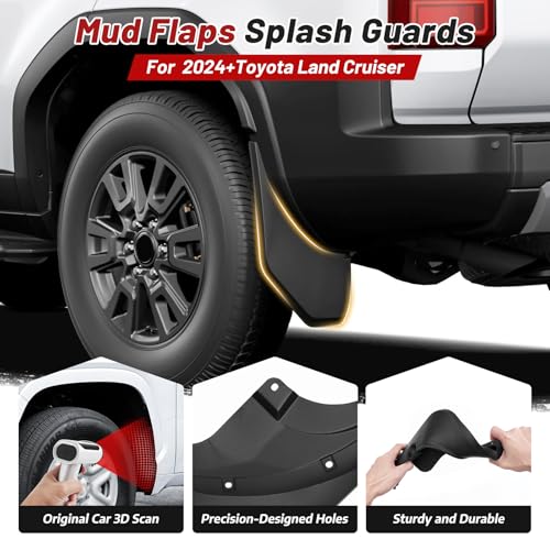 Image of Sunsdrew Mud Flaps for 2025 2024 Toyota Land Cruiser Fender Accessories,All Weather Guard Splash Land Cruiser Mudguards,No-Drill Front&Rear 4PCS Mudflaps Set with Hardware