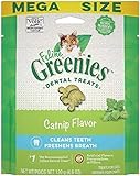 Greenies Cat Treats, Feline Veterinarian-Recommended Adult Natural Dental Treats, Catnip Flavor, 4.6 oz. Pouch