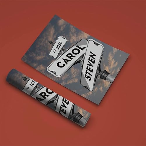 Miniatura 5 de Letreros vintage personalizados con nombre y fecha, lienzo o póster de arte callejero de boda, póster para parejas, Awesometik, letrero de calle