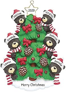 Personalized Bear Tree Family of 6 Christmas Ornament 2019 - Cute Parent Child