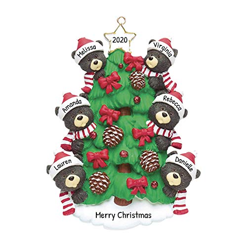 Personalized Bear Tree Family of 6 Christmas Ornament 2019 - Cute Parent Child