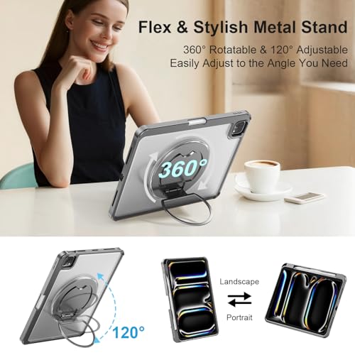 Image of Keyboard Case for iPad Pro 11 (M5 M4 2025 2024), Magnetic Detachable Keyboard with 120 Metal Stand, Larger Trackpad, 7 Color Backlit Spring Keys, Stylus Holder, Slim&Lightweight (Dark Gray)
