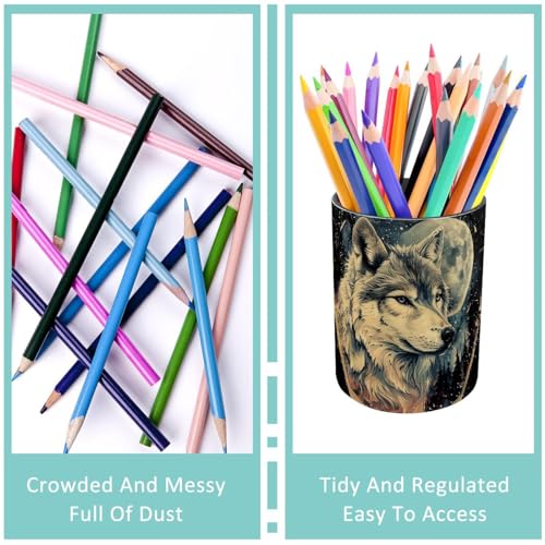 Fournitures de bureau et accessoires pot à crayons loup lune