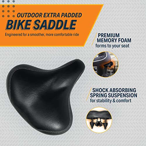 Bikeroo Comfortable Bike Saddle - Universal, Indoor/Outdoor Extra Wide, Soft Padded Bike Seat Cushion Replacement for Men & Women - Image 3