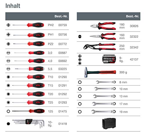 Wiha Lehrlingskoffer Werkzeugkoffer Basic Set L mechanic 40 teilig I Werkzeugkiste mit Profi Werkzeug befüllt I… – Bild 4