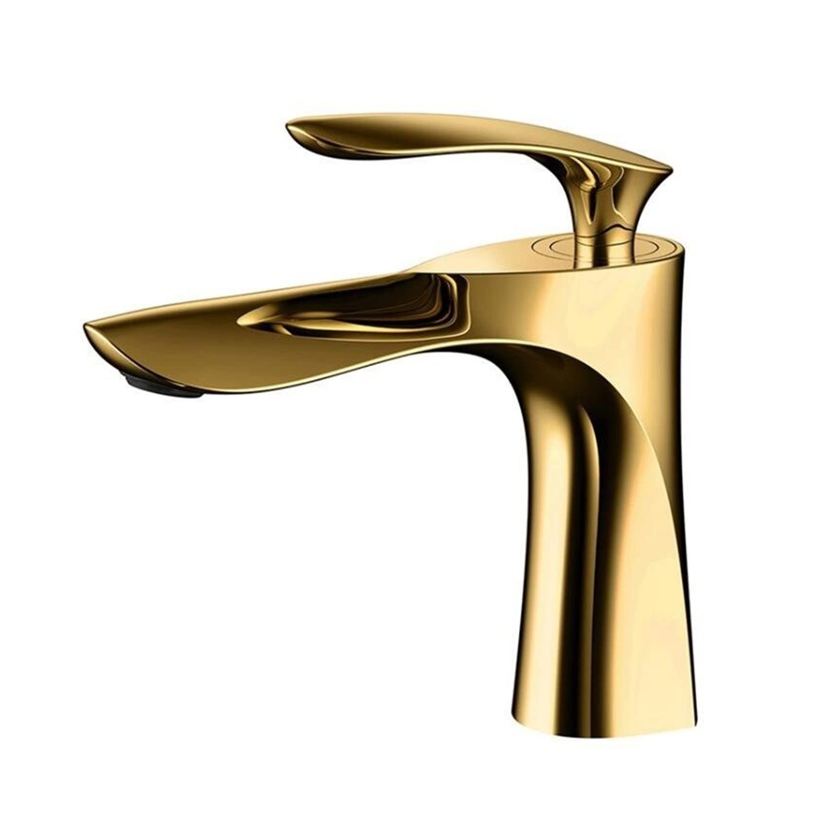 Robinet de lavabo or mitigeur eau chaude froide en laiton design pour salle de bain élégante