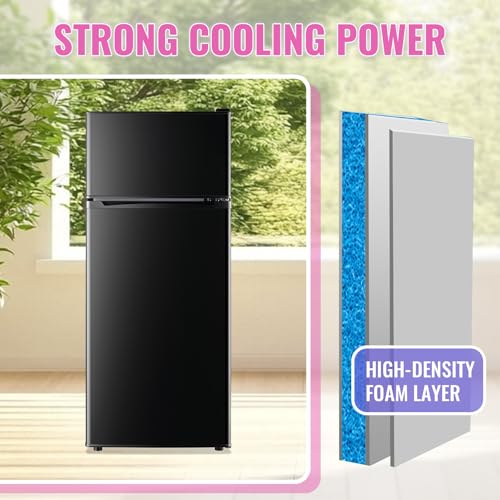 DEMULLER 4.5 Cu.ft Small Refrigerator with Top Freezer, 2 Door Mini Fridge with Adjustable Thermostat & Removable Glass Shelves Compact Refrigerator for Bedroom, Dorm Black on Fridge.com