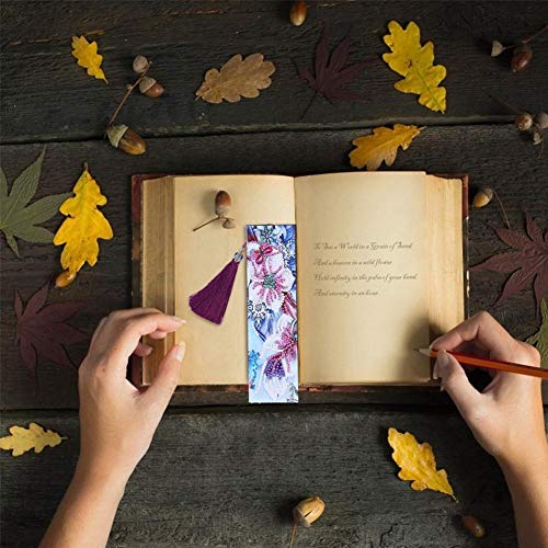 HEEPDD Bookmark, Flower DIY Full Special Shaped Drill Number Kit Book Mark with Tassel for Art Craft Decor Kids Adults - Image 3
