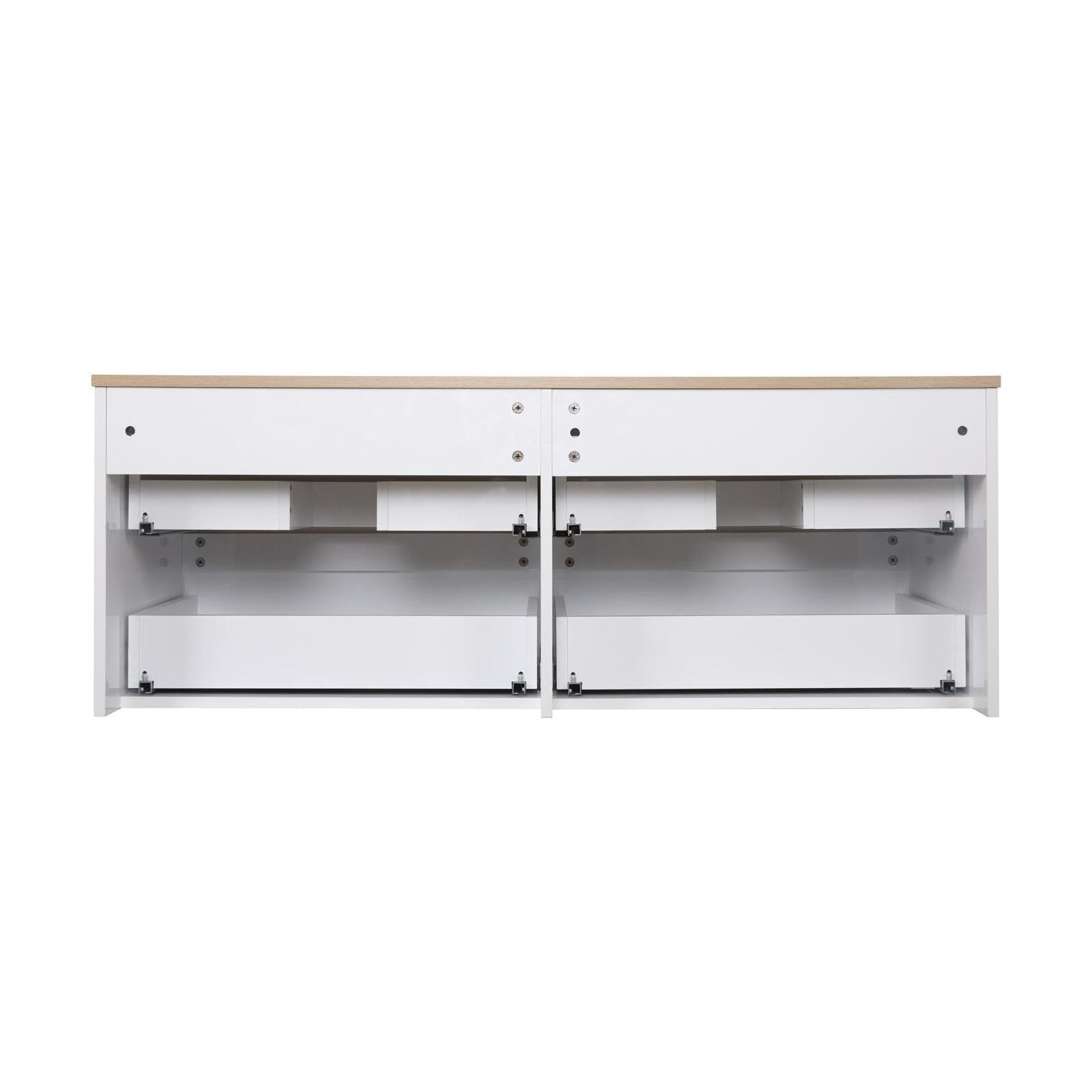 MOB-IN Set mobile doppio lavabo bianco 120 cm + 2 lavabi + 2 specchi + 2 rubinetti + colonna Sorrento