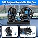 FiveJoy 360 Degree Rotatable Car Fan - 12V DC Electric 2 Speed Dual Head Fans, Quiet Strong Dashboard Cooling Air Circulator Fan for Sedan SUV RV Boat Auto Vehicles Golf or Home
