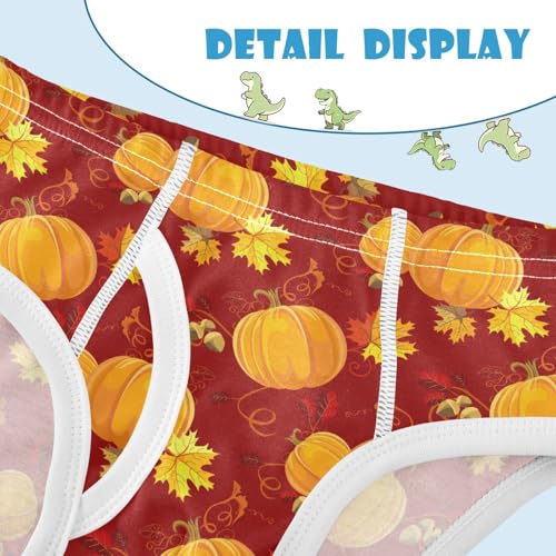 visesunny Boys Cotton Underwear Pumpkin Fall Maple Leaf Orange Printed Toddler Soft Training Briefs Size 2T-8Y for Kids4