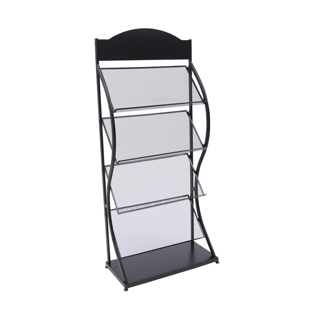 Zeitschriftenständer Schwarz/Weiß 4-lagiges Zeitschriftenregal, Präsentationsständer, Bücherregal, Ständer, unteres Regal for Empfangsbereiche, Wartezimmer, Schulen Zeitungsständer(Schwarz)