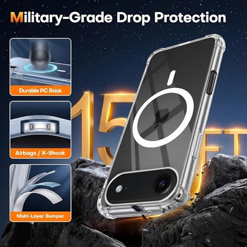 Image of Jkobi Shockproof Crystal-Clear Back Cover for Apple iPhone 17 Air (Magsafe Wireless Support | Drop & Camera Protection | Hard Polycarbonate)