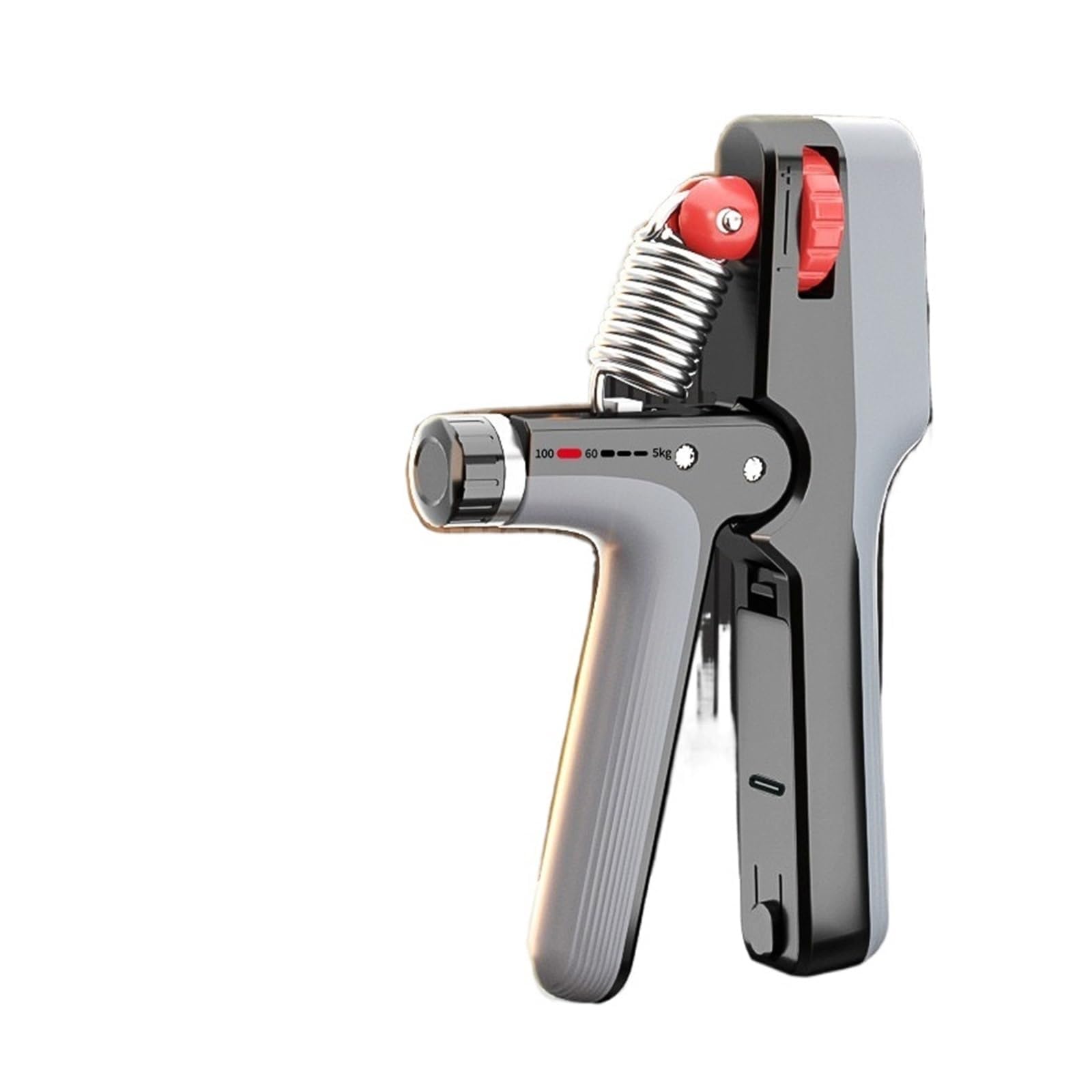 Fortalecedor de Agarre, Dispositivo de conteo electrónico con Peso Ajustable(Black Grey)