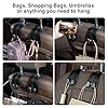 CoBak Purse Hook for Car - Universal Premium Stitched Leather and Aluminum-Magnesium Alloy Double Car Seat Back Storage Hook for Purses, Handbags, Bags (2 Pack),Black #2
