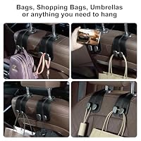 CoBak Purse Hook for Car - Universal Premium Stitched Leather and Aluminum-Magnesium Alloy Double Car Seat Back Storage Hook for Purses, Handbags, Bags (2 Pack),Black — image 3