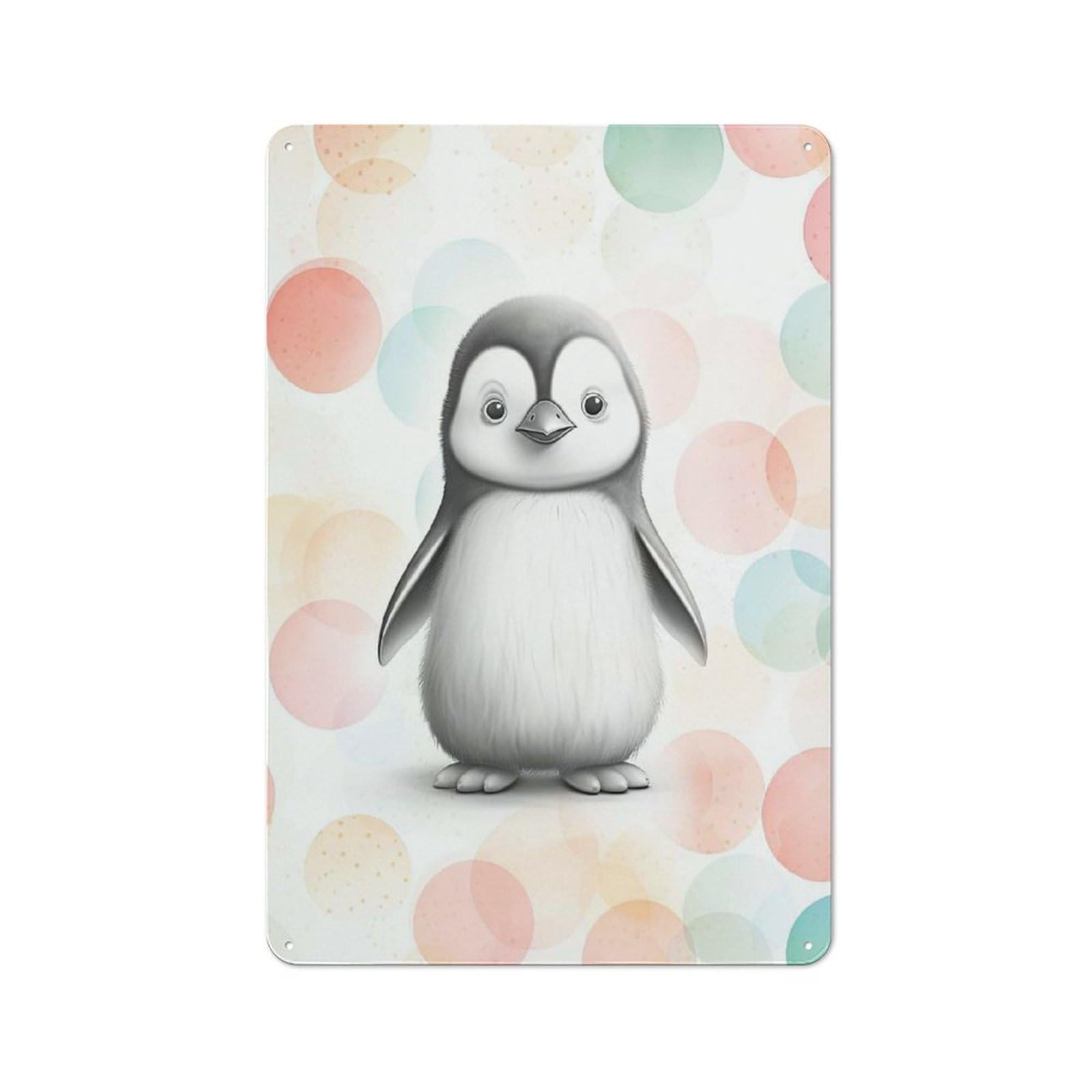 Junmoney Penguin Chick Metal Wall Sign 30X20cm Featuring For Pub Or Café, For Pub Decor Enthusiasts, For Retro Home Interiors