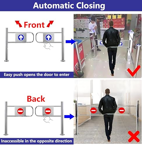 Cancello di Accesso, cancello a Battente con Chiusura Automatica, cancello di Sicurezza Industriale in Metallo per supermercati, Magazzini, biblioteche, Centri Commercial