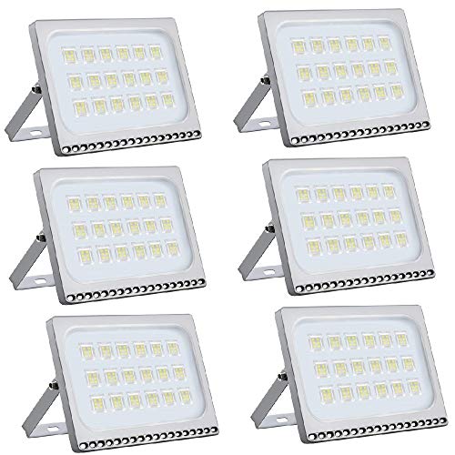 Viugreum 6 Pack 100W LED Flood Light, 8000LM Super Bright Outdoor Floodlights, 500W Equivalent, IP67 Waterproof Daylight White 6500K Security Work Lights for Garage, Garden, Lawn and Yard
