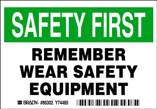Étiquette Remember Wear Safety Equipment Brady 86302 noir et vert