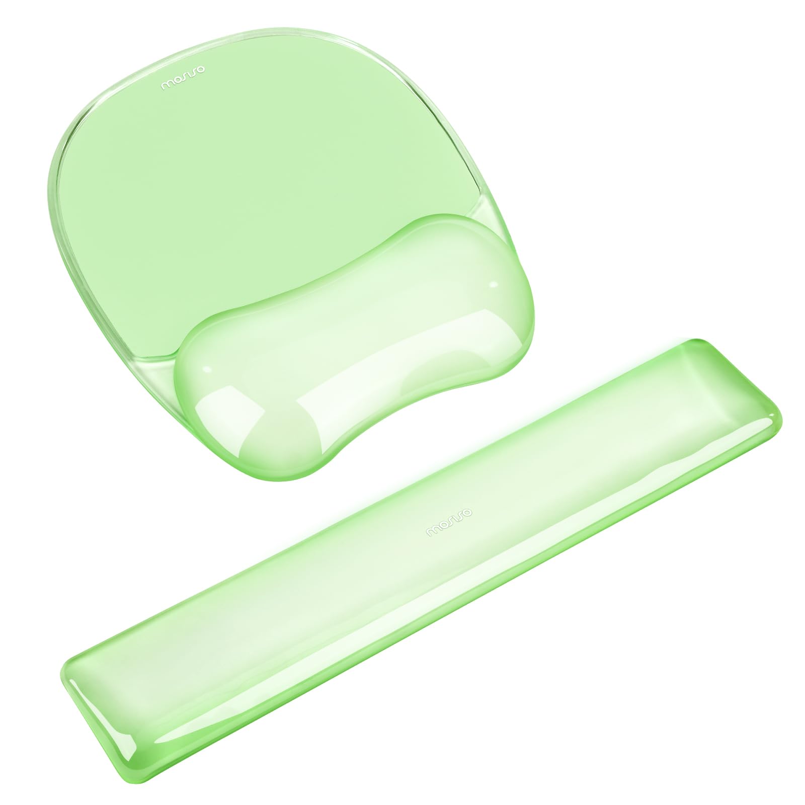 MOSISO Gel Wrist Rest Support for Mouse Pad&Keyboard Set, Irregular Oval Ergonomic Mousepad Keyboard Pad Non-Slip Base Home/Office Pain Relief&Cooling Gel Easy Typing Pad for Computer Laptop, Green