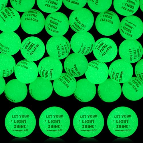Seenelling 24 Pcs Christian Glow in The Dark Bouncy Balls Easter Jesus Bible Verse Rubber High Bouncing Balls Christian Party Favor Religious Classroom Gifts(Green)
