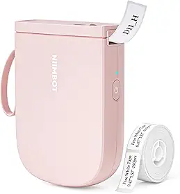 NIIMBOT D11 Máquina de Fazer Etiquetas com Fita Nova Versão, Impressora de Etiquetas Bluetooth 300DPI, Impressora Térmica Portátil, Criador de Adesivos para Organizar Casa Escritório Escola, Rosa