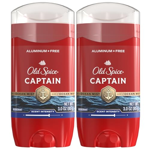 Old Spice Aluminum Free Deodorant for Men, 24/7 Odor Protection & Signature Scent Control, 24/7 Freshness & Lasting Scent, Captain with Bergamot Scent, 3.0 oz (Pack of 2)