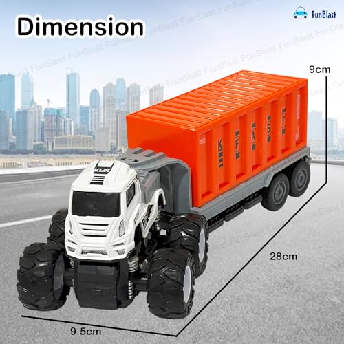Image of FunBlast Container Truck Toy for Kids - Push & Go Friction Power Container Truck Toy for Kids, 1:43 Scale Model 4X4 Drive Die-Cast Metal Truck Toys for 3+ Year Old Boys & Girls (Style-B)
