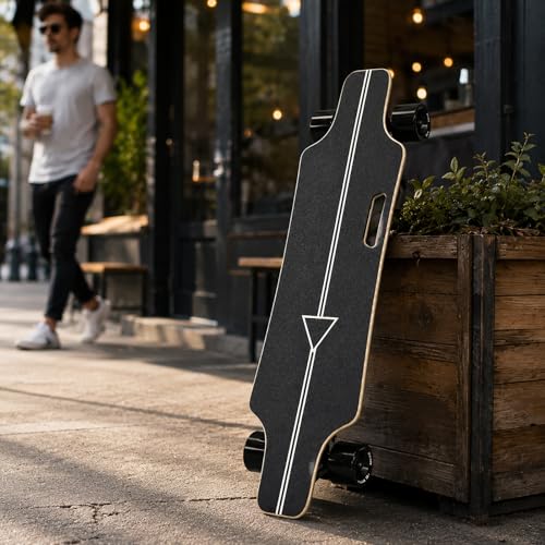 vnmudzeo Skateboard Eléctrico para Adultos y Jóvenes - Longboard Eléctrico Ligero con Mando, Tabla de Arce de 7 Capas, Carga hasta 90 kg