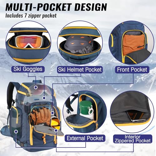 image for RESVIN Ski Boot Bag, 65L Durable Travel Backpack, 1686D Nylon Waterpro